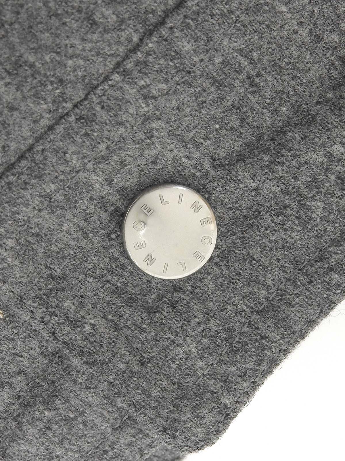 灰色羊毛logo纽扣裙