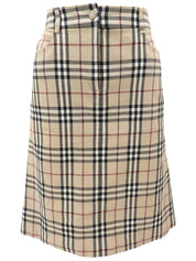 Nova Check Pattern Tight Skirt in Beige/Multi