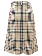 Nova Check Pattern Tight Skirt in Beige/Multi
