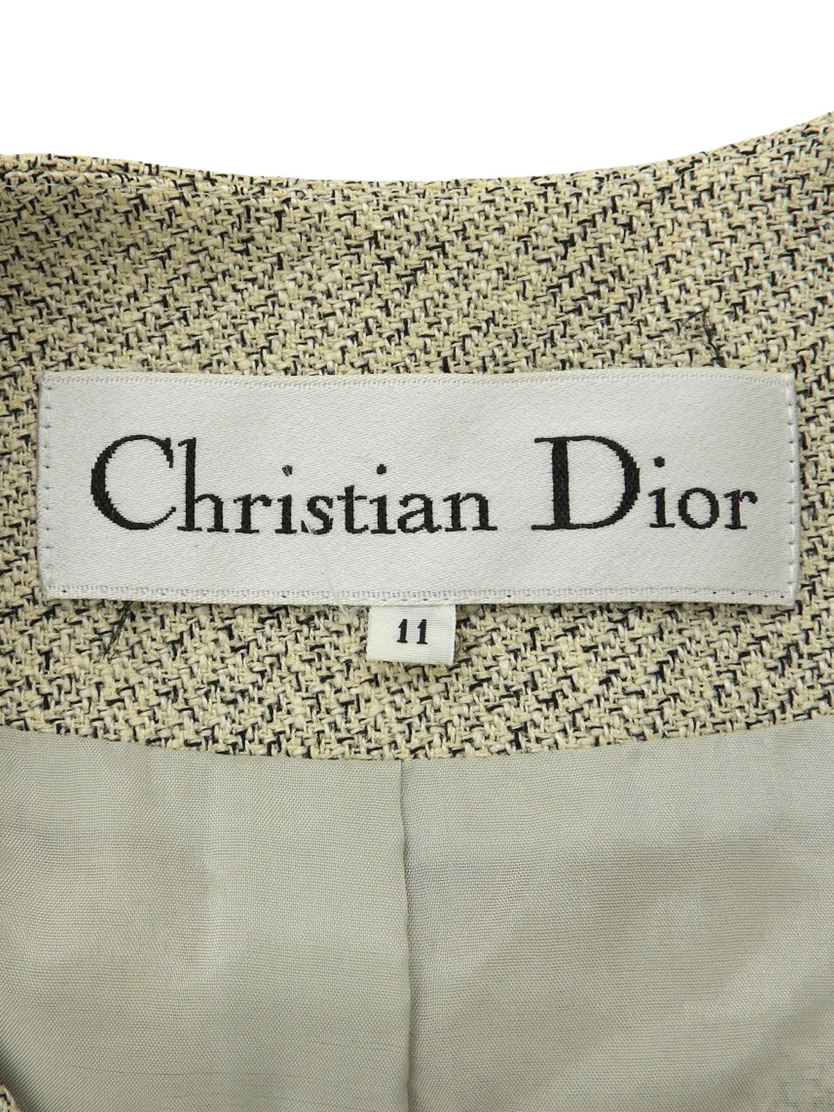 ノーカラーロングジャケット アイボリー/ブラック