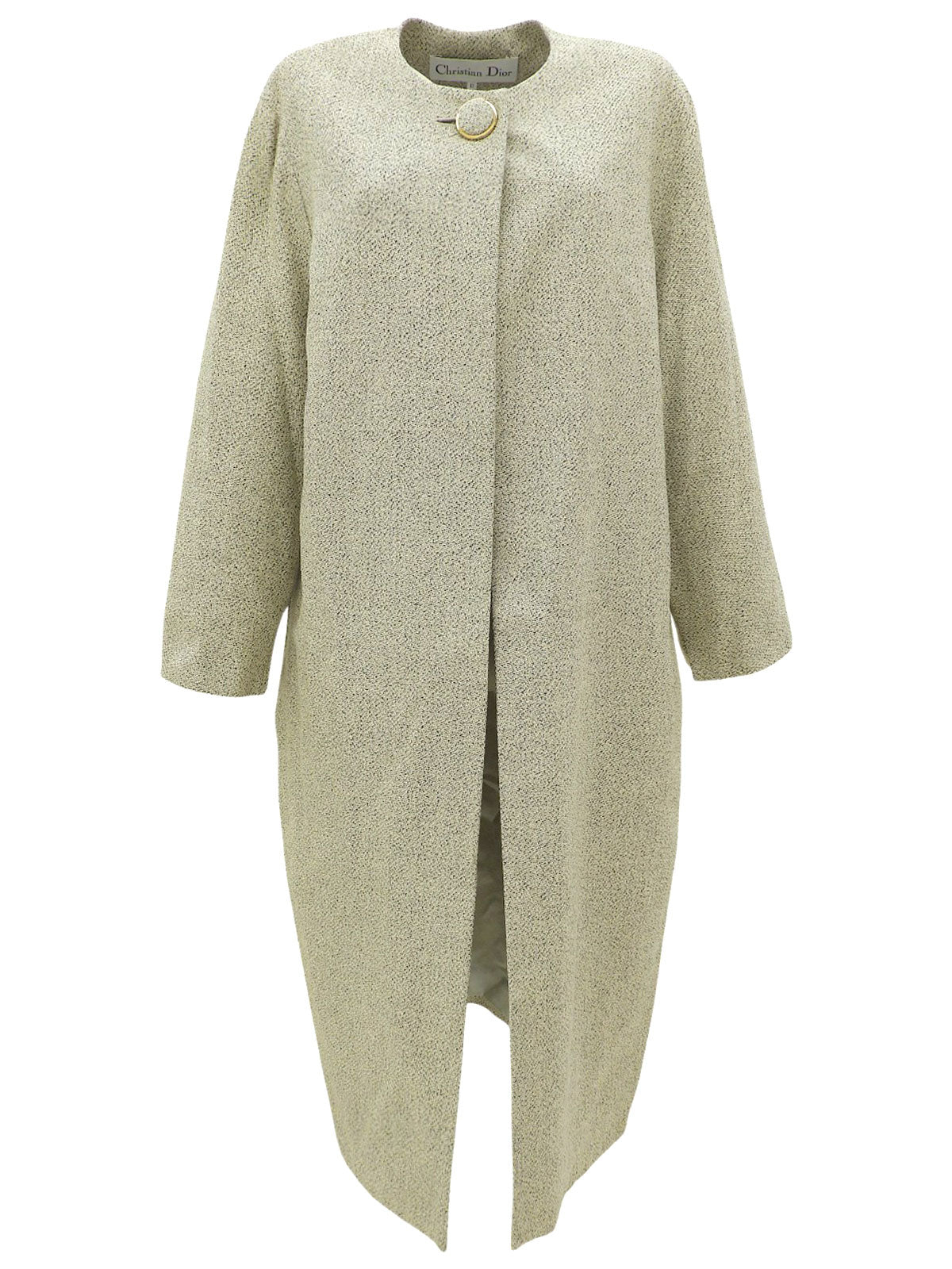 ノーカラーロングジャケット アイボリー/ブラック