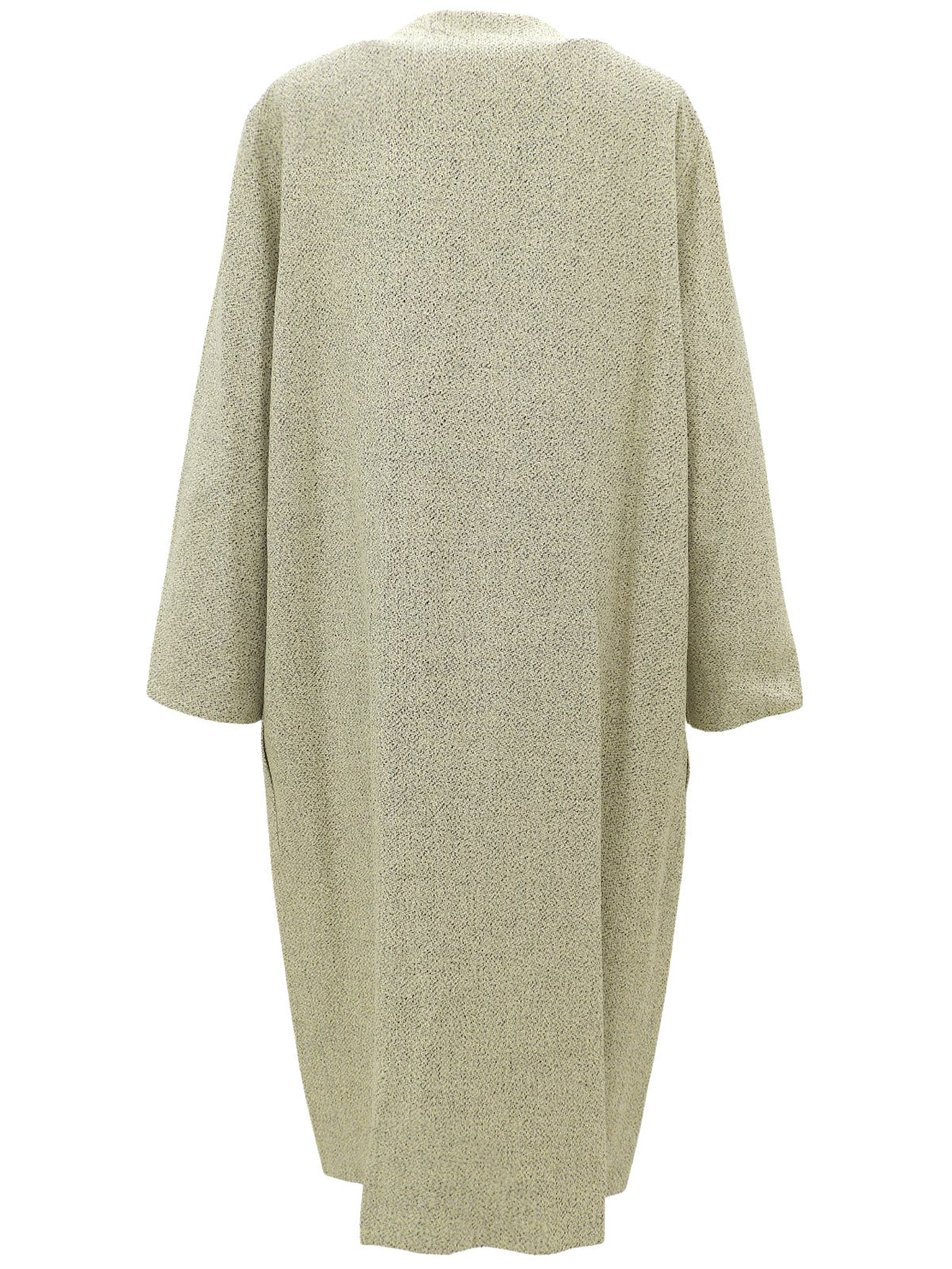 ノーカラーロングジャケット アイボリー/ブラック