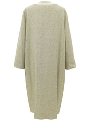 ノーカラーロングジャケット アイボリー/ブラック