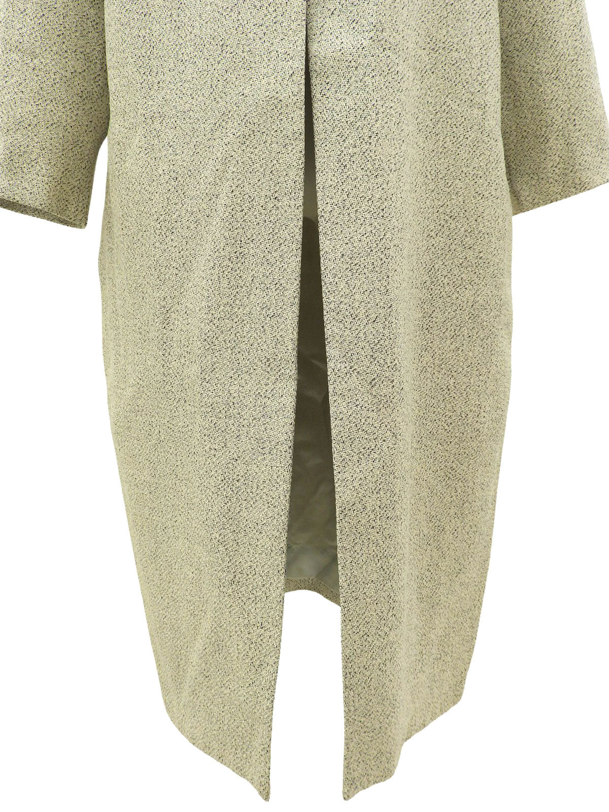 ノーカラーロングジャケット アイボリー/ブラック