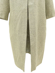 ノーカラーロングジャケット アイボリー/ブラック