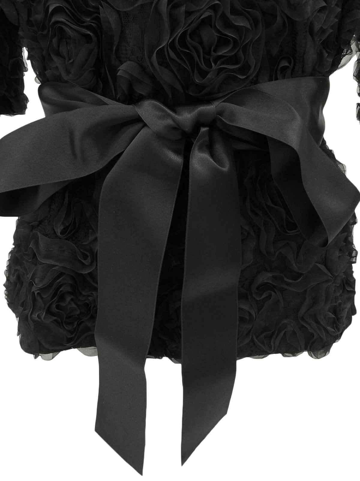 黑色蕾丝花朵图案短袖上衣