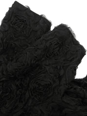 黑色蕾丝花朵图案短袖上衣