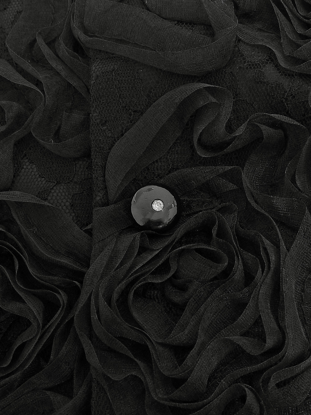 黑色蕾丝花朵图案短袖上衣