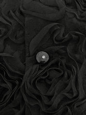 黑色蕾丝花朵图案短袖上衣