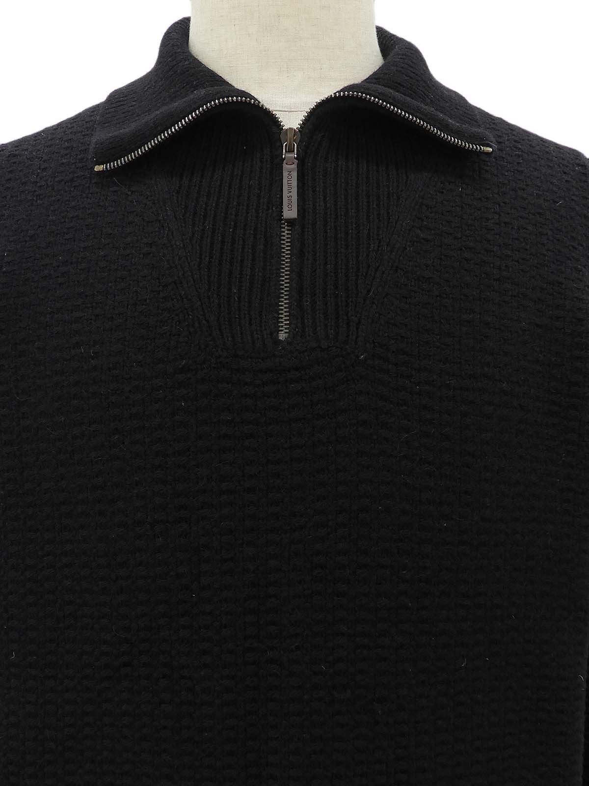 黑色Logo半拉链毛衣