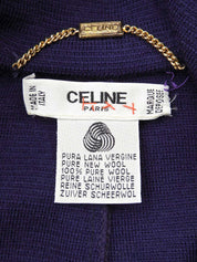 紫色羊毛碎石纽扣长开衫