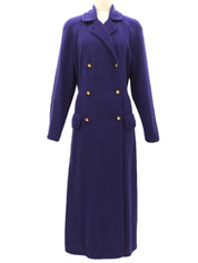 紫色羊毛碎石纽扣长开衫