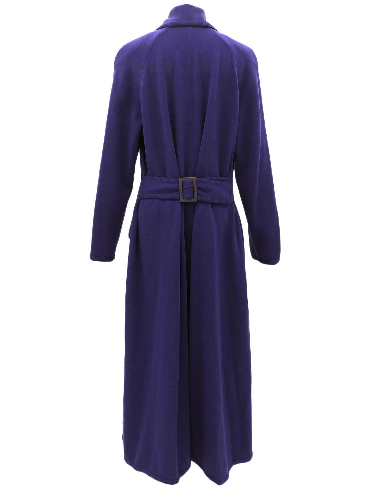 紫色羊毛碎石纽扣长开衫