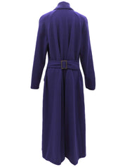 紫色羊毛碎石纽扣长开衫