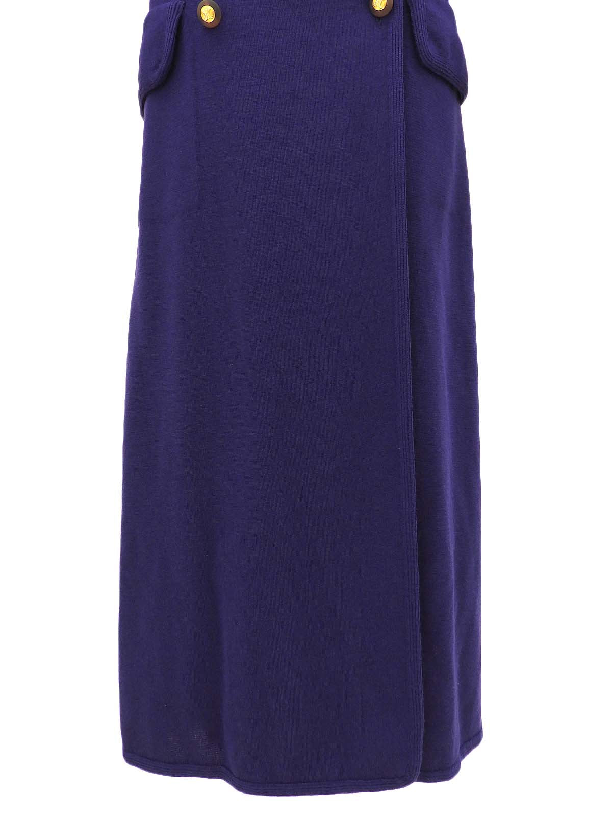 紫色羊毛碎石纽扣长开衫