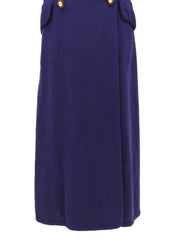 紫色羊毛碎石纽扣长开衫