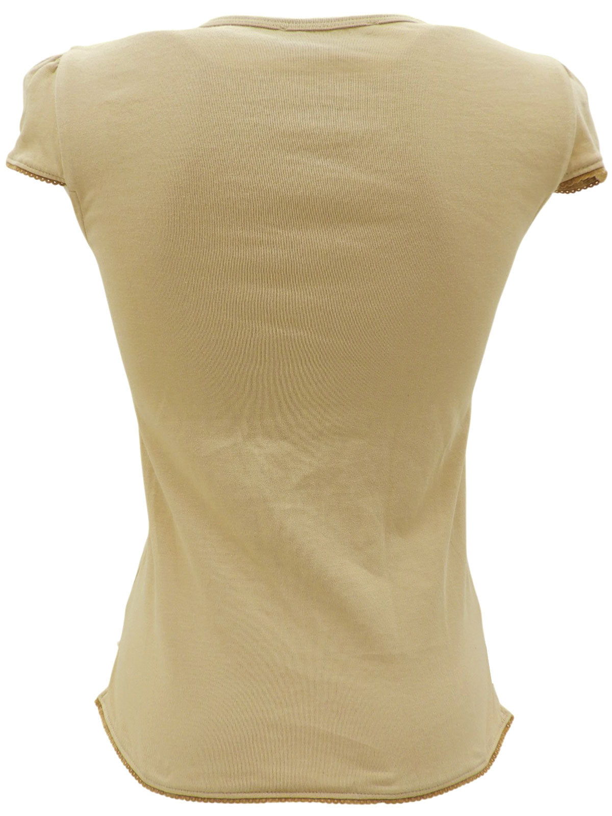 Rhinestone Cowgirl Motif T-Shirt #12 Beige