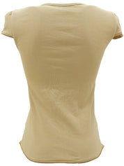 Rhinestone Cowgirl Motif T-Shirt #12 Beige