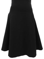 Flared short-sleeved dress in black