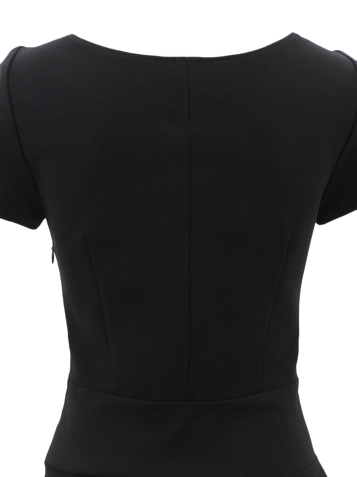 Flared short-sleeved dress in black