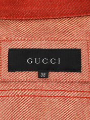 红色牛仔布logo纽扣夹克