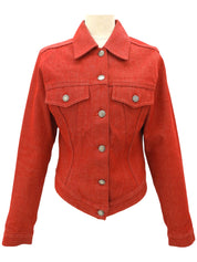 红色牛仔布logo纽扣夹克