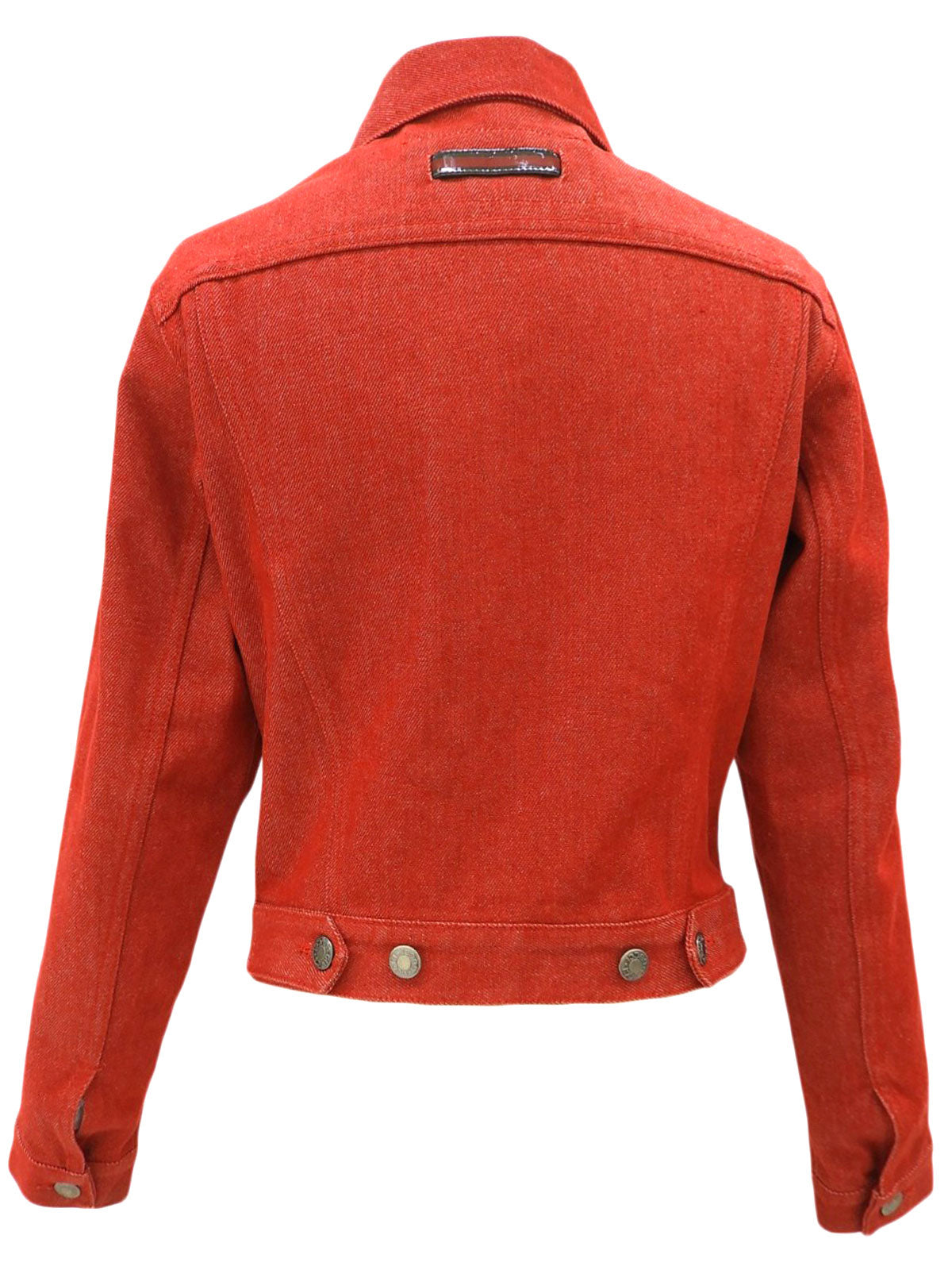 红色牛仔布logo纽扣夹克