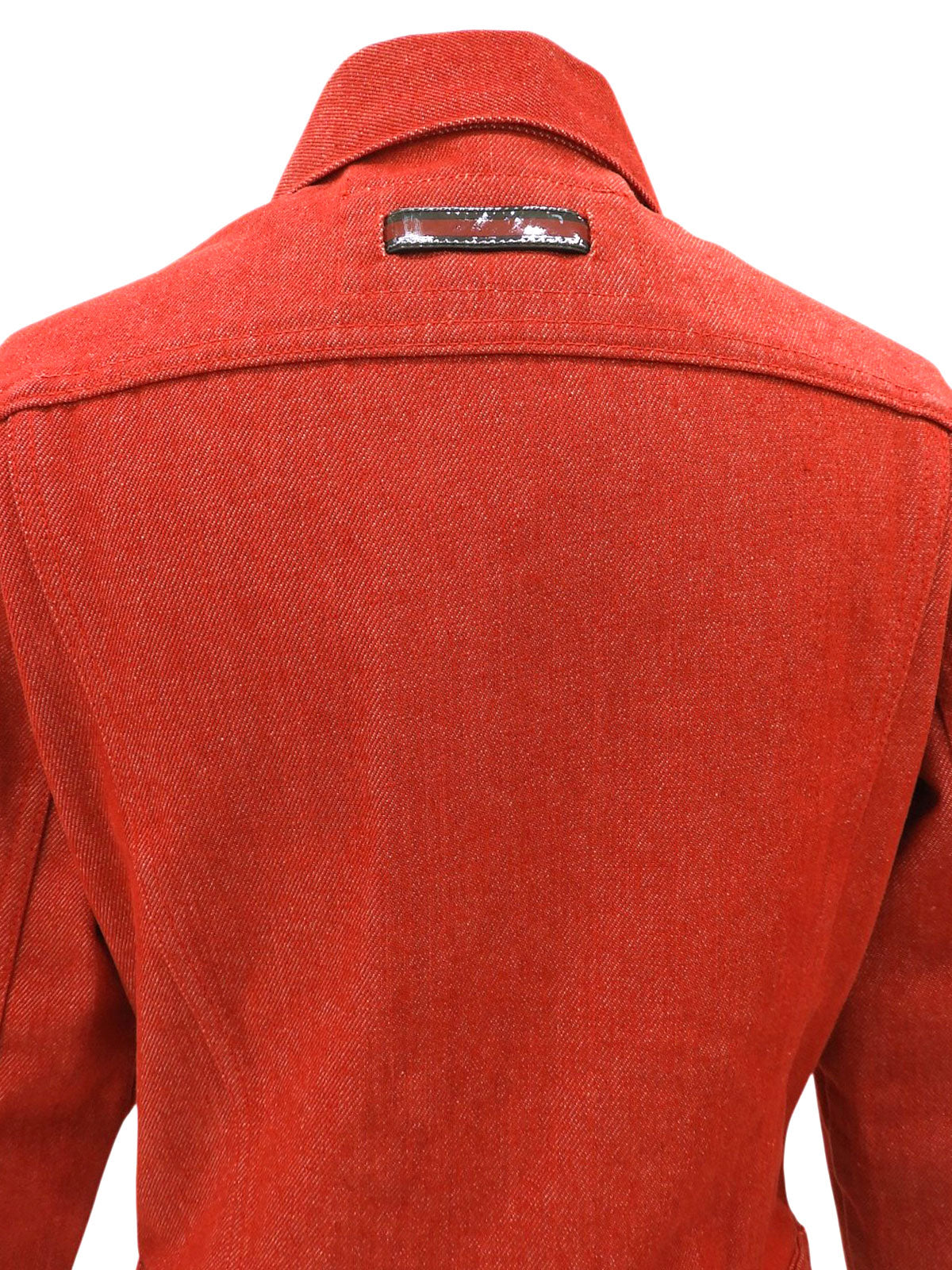 红色牛仔布logo纽扣夹克