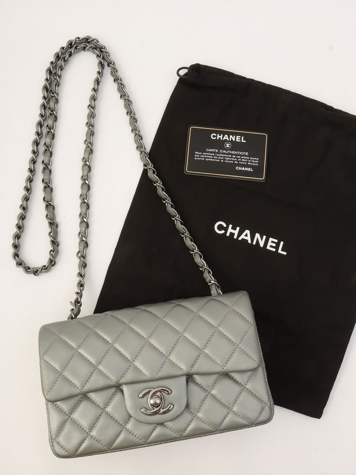 2014-ish Matelasse Stitch CC Turnlock Chain Shoulder Bag Gray