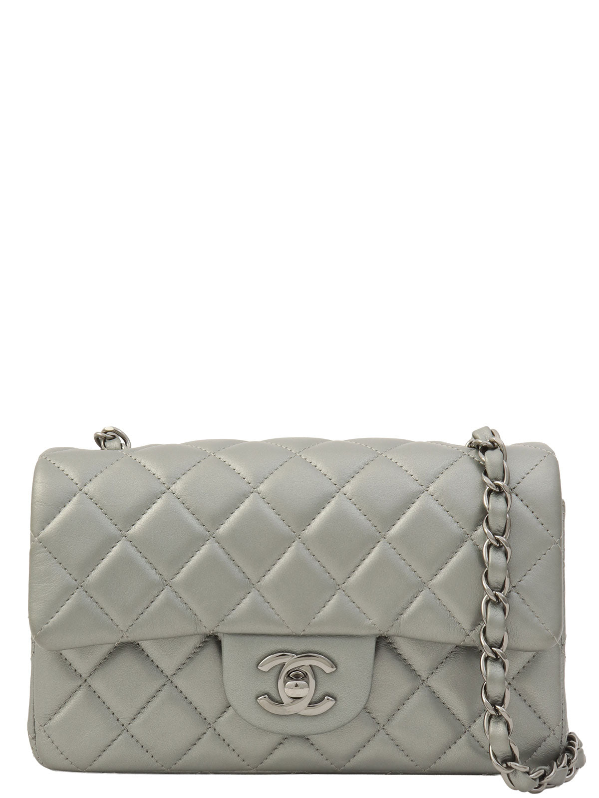2014-ish Matelasse Stitch CC Turnlock Chain Shoulder Bag Gray