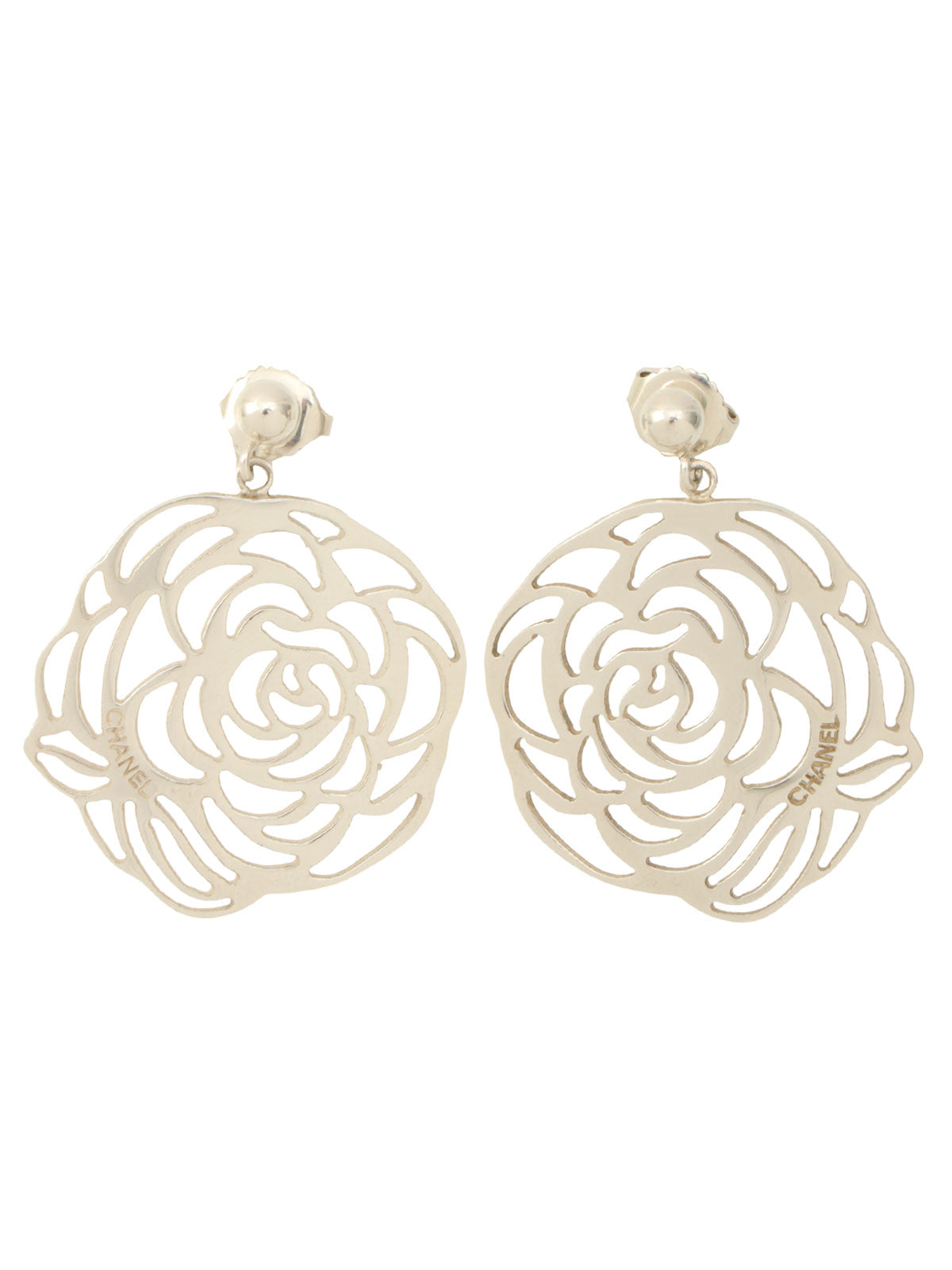 925 Silver Camellia Motif Earrings