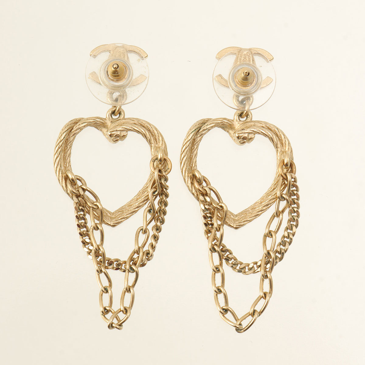 2009 Heart CC Mark Swing Earrings Gold