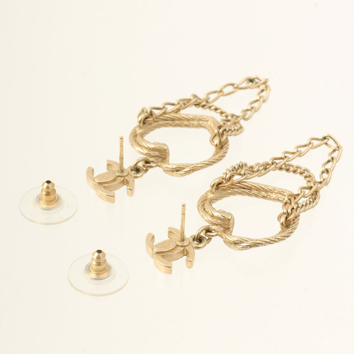 2009 Heart CC Mark Swing Earrings Gold