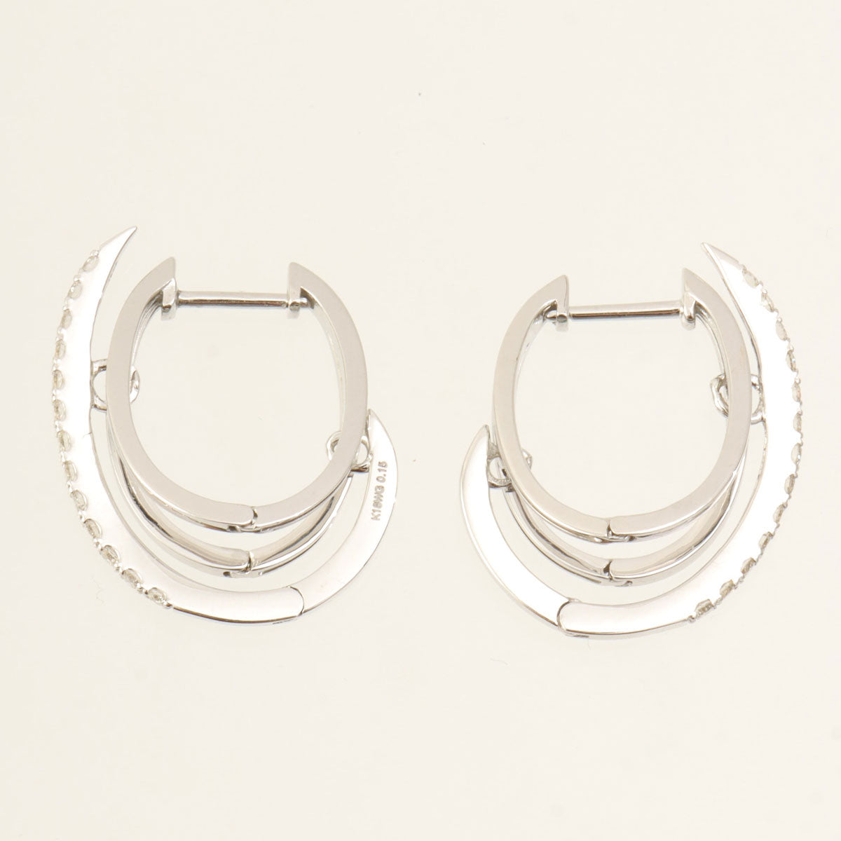 18K Diamond Design Earrings - Silver
