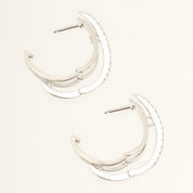 18K Diamond Design Earrings - Silver