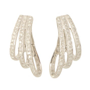 18K Diamond Design Earrings - Silver