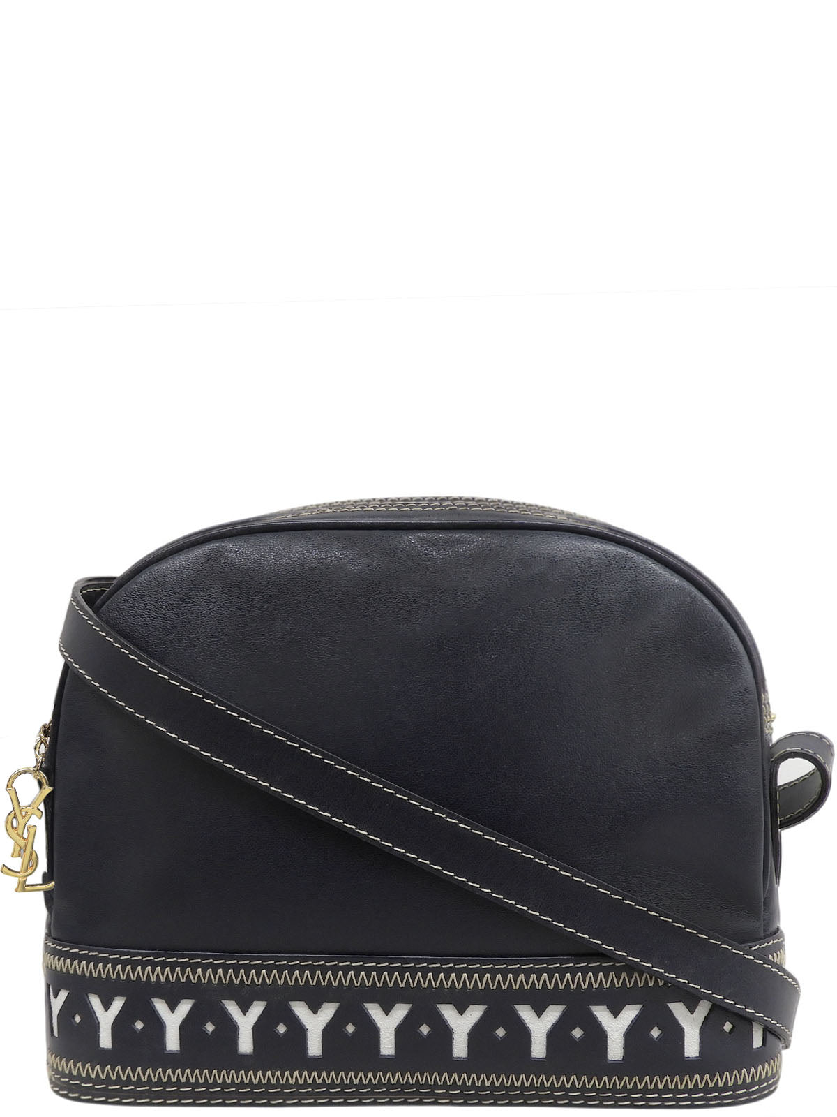 Y-cut Logo Charm Shoulder Bag Navy