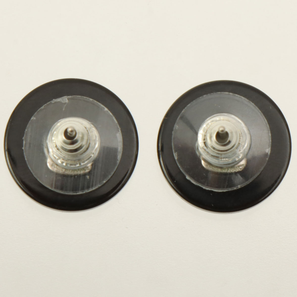 2000 Rhinestone CC Mark Earrings Black/Clear
