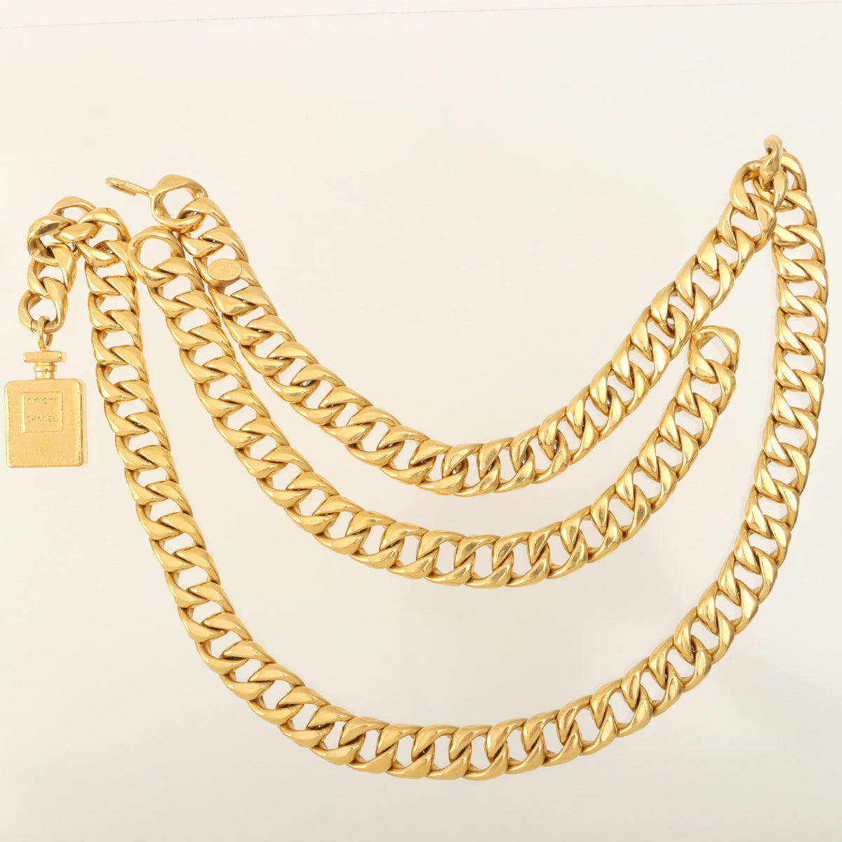 Perfume Bottle Motif Chain Belt Gold