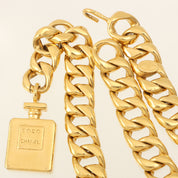 Perfume Bottle Motif Chain Belt Gold