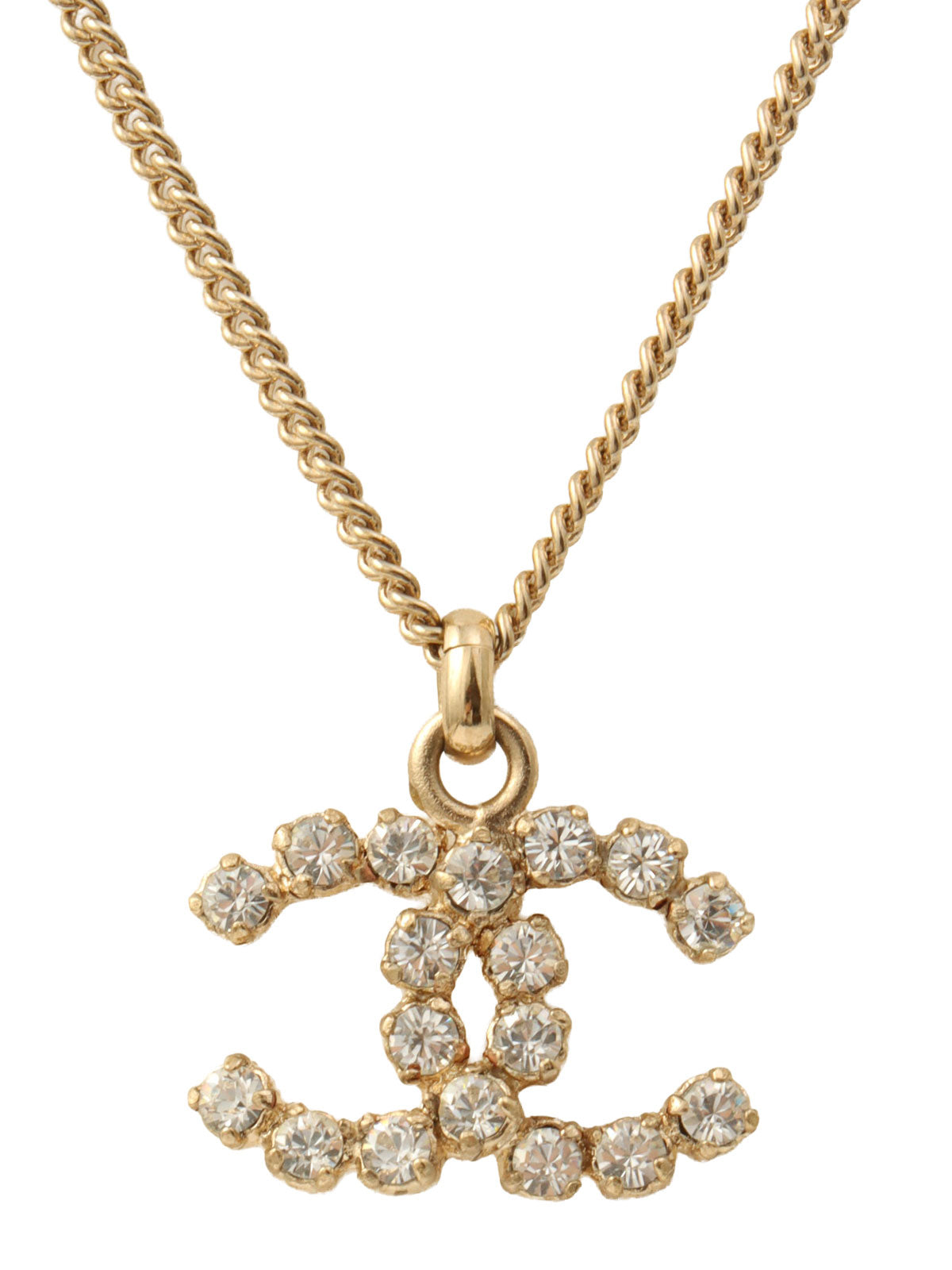 2002年製 ラインストーンCCマークネックレス ゴールド