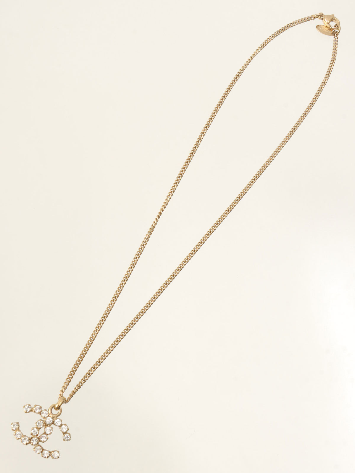 2002年製 ラインストーンCCマークネックレス ゴールド