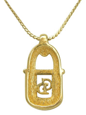 ラインストーンロゴパドロックモチーフネックレス ゴールド