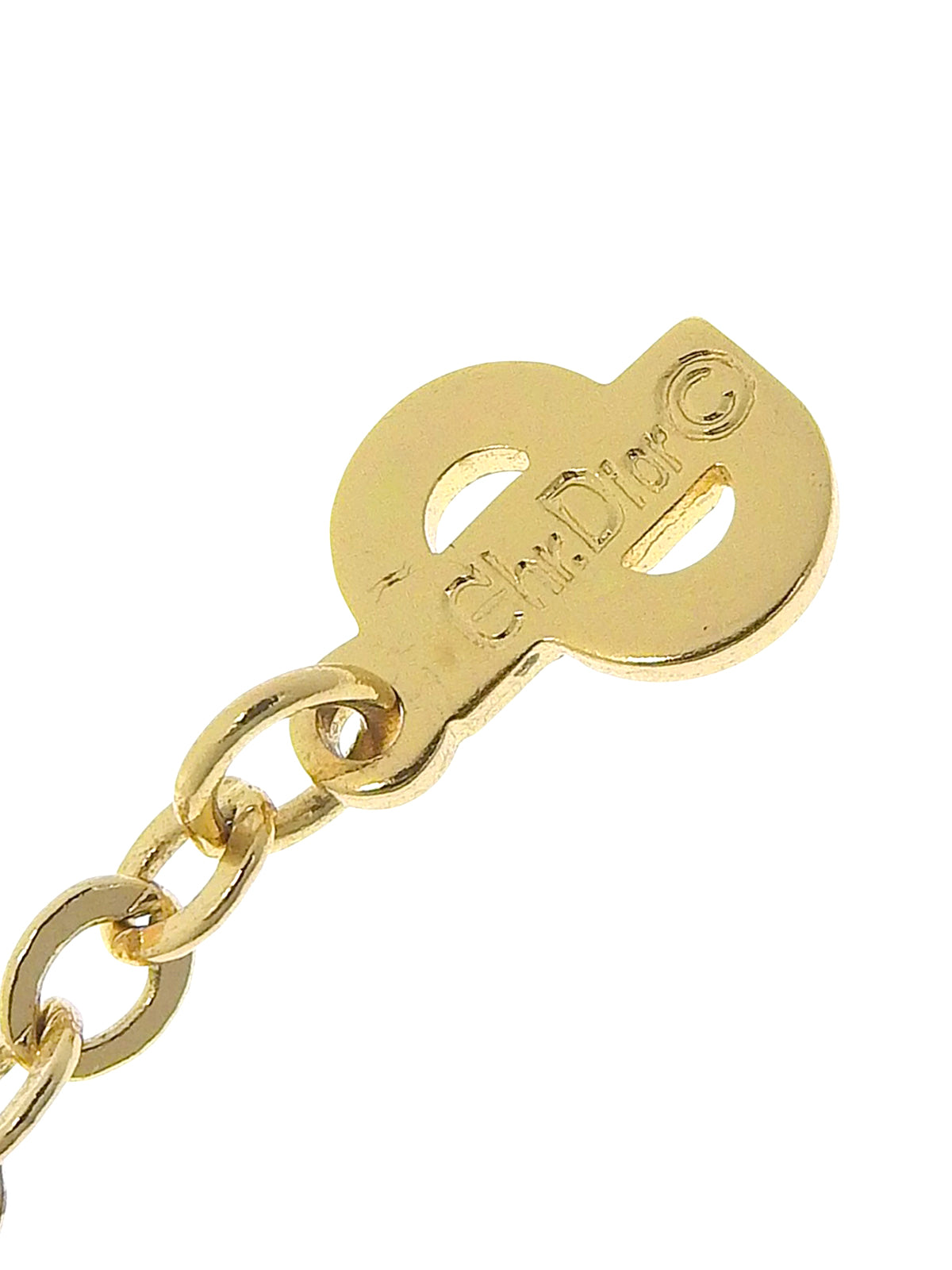 Rhinestone Logo Padlock Motif Necklace Gold