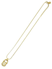 ラインストーンロゴパドロックモチーフネックレス ゴールド