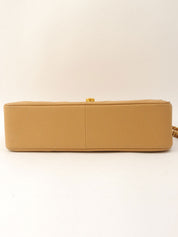 Around 2005 Made Caviar Skin V-Stitch CC Turnlock Chain Bag Beige