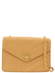 Around 2005 Made Caviar Skin V-Stitch CC Turnlock Chain Bag Beige
