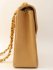 Around 2005 Made Caviar Skin V-Stitch CC Turnlock Chain Bag Beige