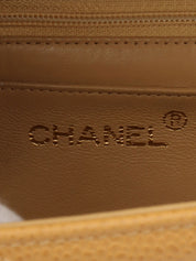Around 2005 Made Caviar Skin V-Stitch CC Turnlock Chain Bag Beige