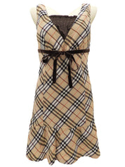 Nova Check Pattern Sleeveless Mini Dress #36 Beige